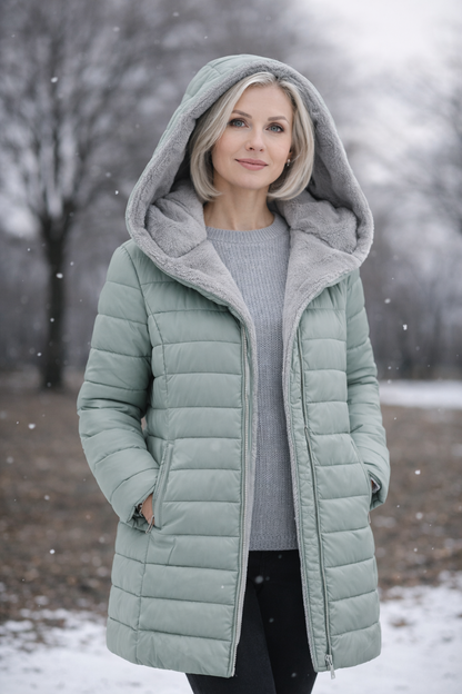 Amélie™ Luxe Gewatteerde Winterjas met Capuchon