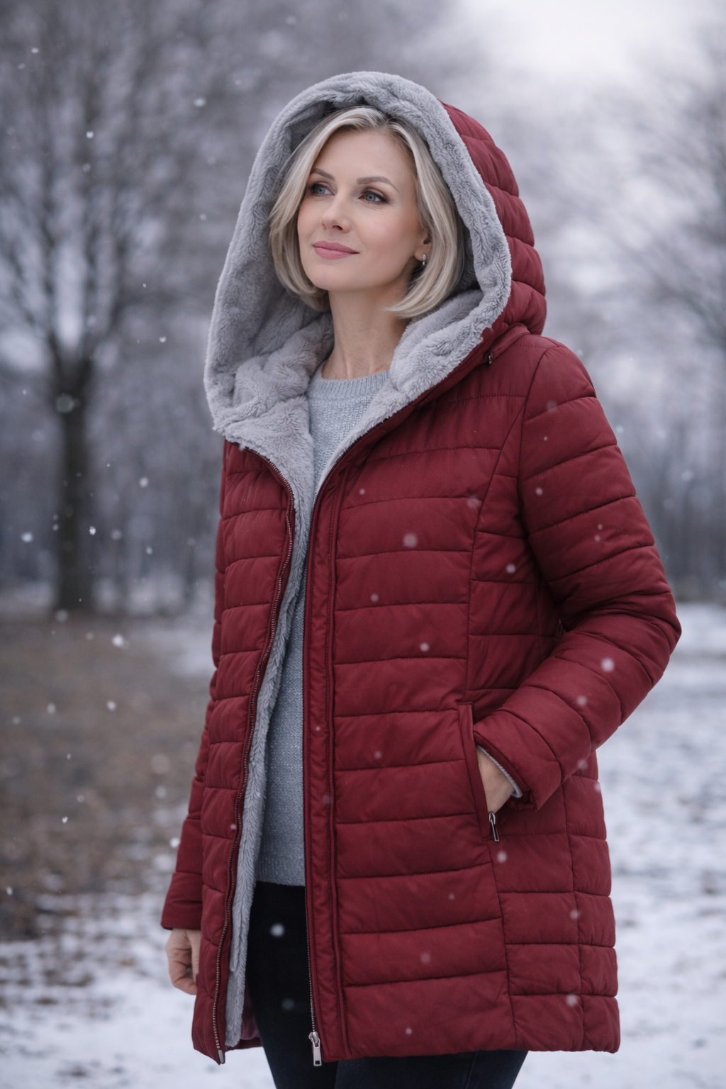 Amélie™ Luxe Gewatteerde Winterjas met Capuchon