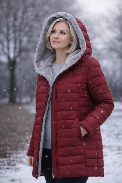 Amélie™ Luxe Gewatteerde Winterjas met Capuchon